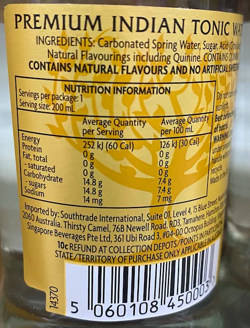 Tonic Water Sugar