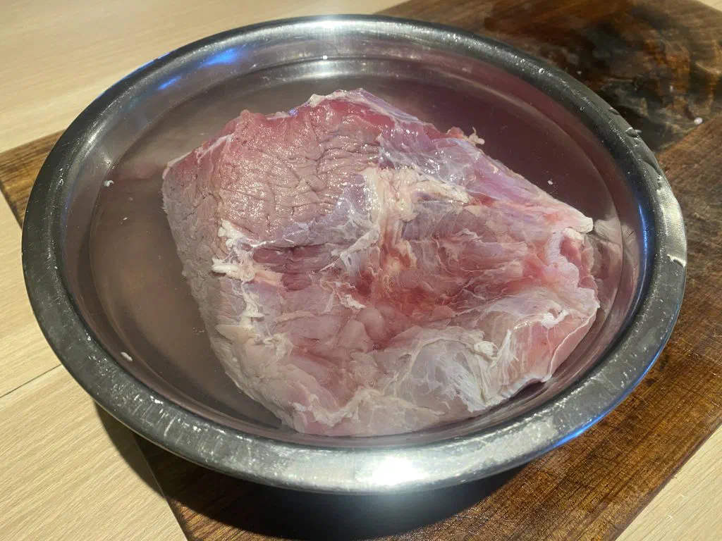 soak the corned silverside in water